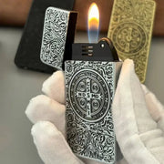Constantine Relief Ultra Thin Retro Grinding Wheel Lighter Metal Jet Flame Inflatable Lighter Cigarette Accessories Men's Gift HASHTAG BAR TABACCHI