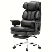 Supreme Comfort Reclining Desk Chair - Ergonomic High Back with Footrest, Adjustable Height for Big & Tall, Luxury PU Leather Executive Computer Task Chair, Lumbar Support & Padded Armrests HASHTAG