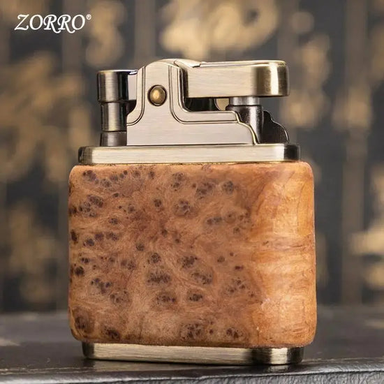 Zorro Pure Copper Kerosene Lighter. Handmade Wood Shell Press Ignition. Old Nostalgic Sandalwood Ebony Lighter Men Smoking Gift - HASHTAG