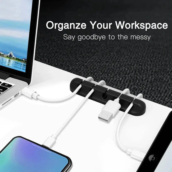 Cable Cord Wire Organizer Silicone USB Cable Winder Management Clips Self Adhesive for Mouse Keyboard Headset For iPhone Huawei 