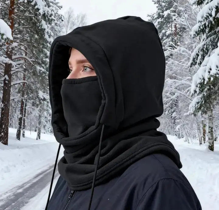 Unisex Winter Balaclava Knit Hood - Windproof Mask with Drawstring, Motorcycle Riding Headgea Warm Knitted Cap Cold Weather - HASHTAG