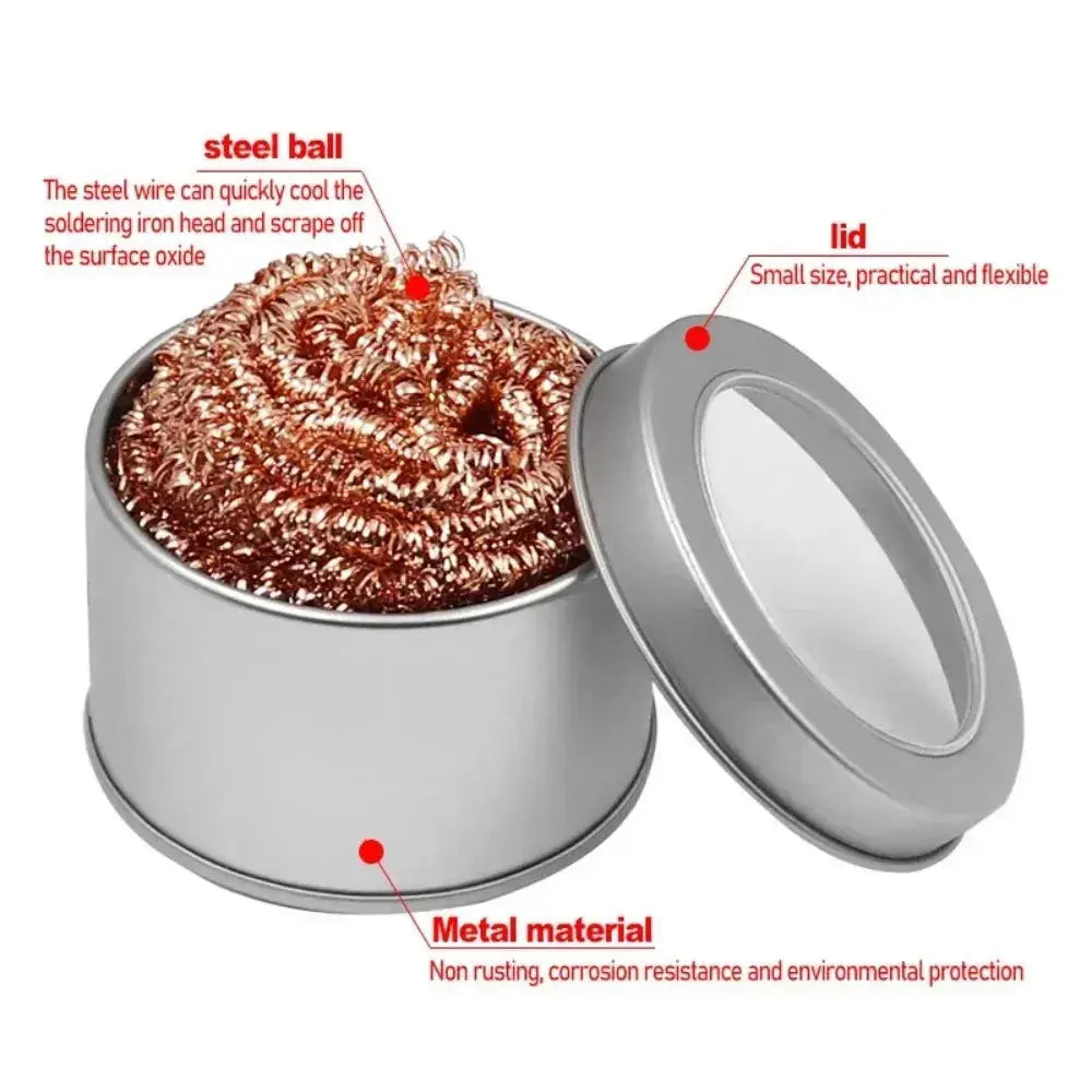 Cleaning Ball Desoldering Soldering Iron Mesh Filter Cleaning Nozzle Tip Copper Wire Cleaner Ball Metal Dross Box Clean Ball HASHTAG