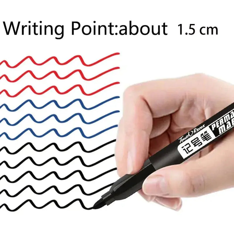 6 PCS Permanent Marker Pen Manga Drawing Markers Black Blue Red Waterproof Ink Sketch Pens Stationery Art School Supplies - HASHTAG