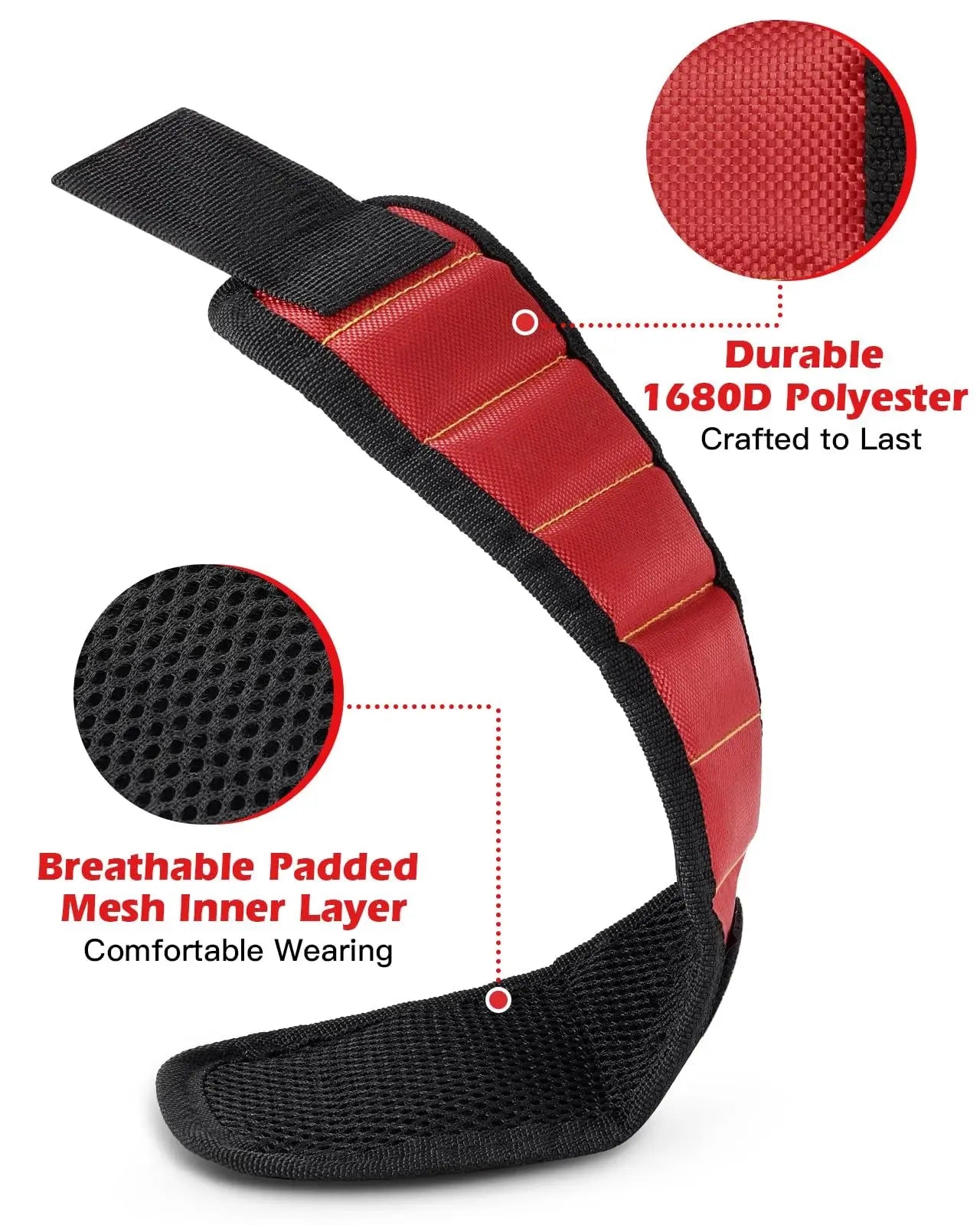 Magnetic wristband comes with 10 strong magnets wrist power repair tool accessories for screws nails bolts drills fasteners DIY HASHTAG