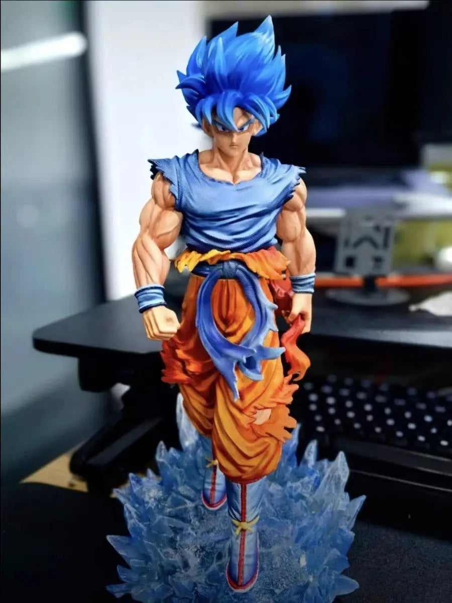 JT Statue Dragon Ball Z Son Goku Figure Goku Blue Jt Led Base Super Saiyan Action Figures Collection Model Luminous Toy Gift - HASHTAG