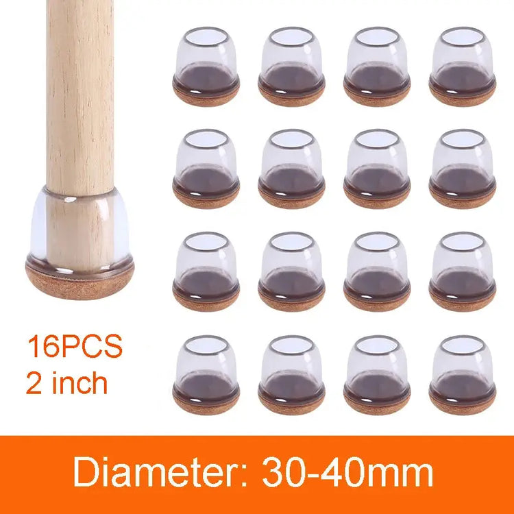 16PCS Transparent Table Chair Leg Protectors Caps Round Square for Furniture Foot Legs Cover Floor Protector with Felt Bottom - HASHTAG