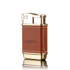 Professional Leather-Wrapped Pipe Lighter with Angled Flame Design, Refillable Windproof Butane Lighter for Tobacco Smokers HASHTAG BAR TABACCHI