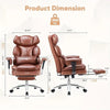 Supreme Comfort Reclining Desk Chair - Ergonomic High Back with Footrest, Adjustable Height for Big & Tall, Luxury PU Leather Executive Computer Task Chair, Lumbar Support & Padded Armrests HASHTAG