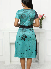 [V Neck Asymmetrical Dress] Asymmetrical V Neck Dress, Vintage Short Sleeve Slim Waist Comfy Dress, Women's Clothing Wedding/Evening dress/Occasion/Engagement/Ceremony HASHTAG