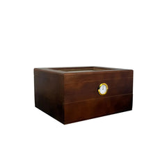 Flip-Top Wooden Cigar Humidor with Hygrometer, Two-Layer Desktop Storage Box, Black Brown Color Options HASHTAG