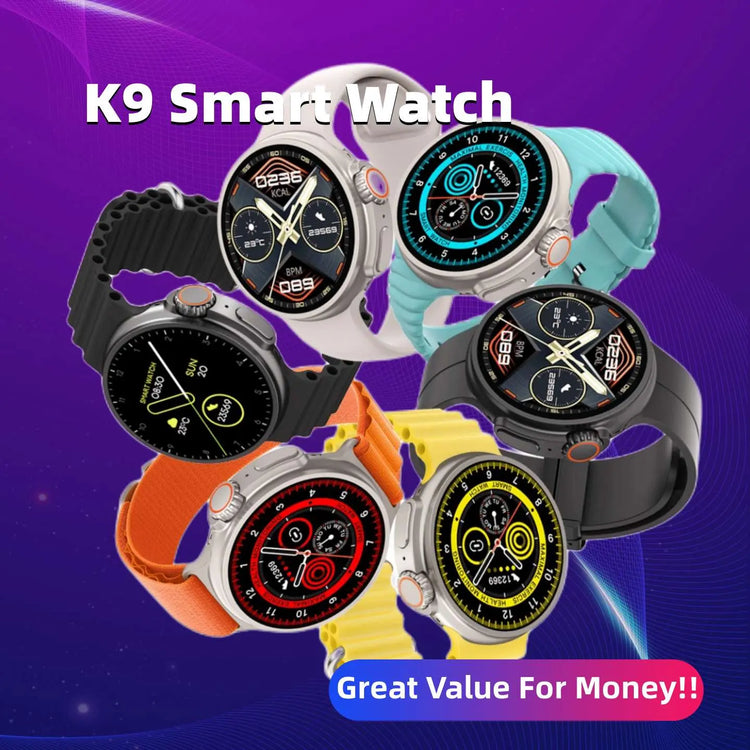 New K9 Smart Watch 1.39 Round Screen Encoder True Screw Clip Wireless Charging NFC Offline And Payment Function HASHTAG BAR TABACCHI