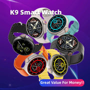 New K9 Smart Watch 1.39 Round Screen Encoder True Screw Clip Wireless Charging NFC Offline And Payment Function HASHTAG BAR TABACCHI