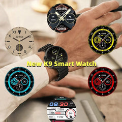 New K9 Smart Watch 1.39 Round Screen Encoder True Screw Clip Wireless Charging NFC Offline And Payment Function HASHTAG BAR TABACCHI