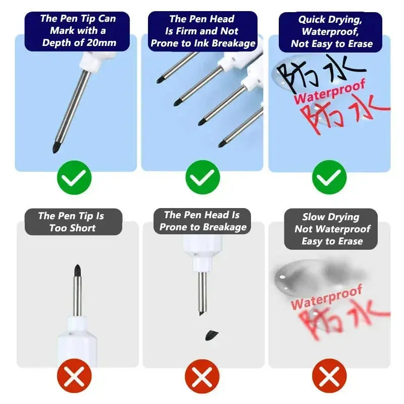 1-40PCS 20mm Deep Hole Long Nib Head Markers For Metal Perforating Pen Waterproof Bathroom Woodworking Decoration Multi-Purpose - My Hashtag Shop