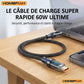 HOMEFISH 60W USB-C Super Fast Charging Cable with Digital Display, Braided Anti-Fracture Wire, Maximum Compatible with 120W