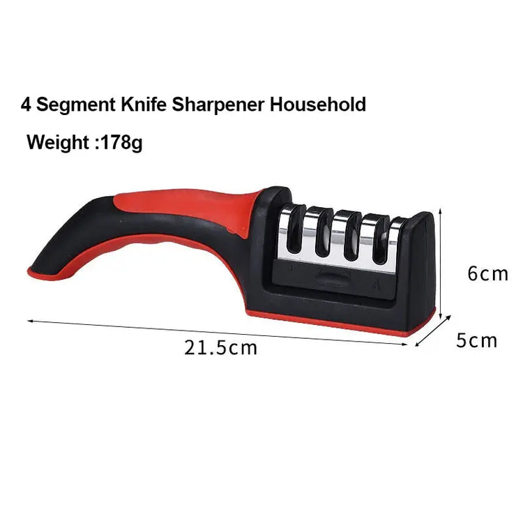 Kitchen 4Segment Knife Sharpener Household Multi-Functional Hand-Held Three-Purpose Black Sharpening Stone - HASHTAG