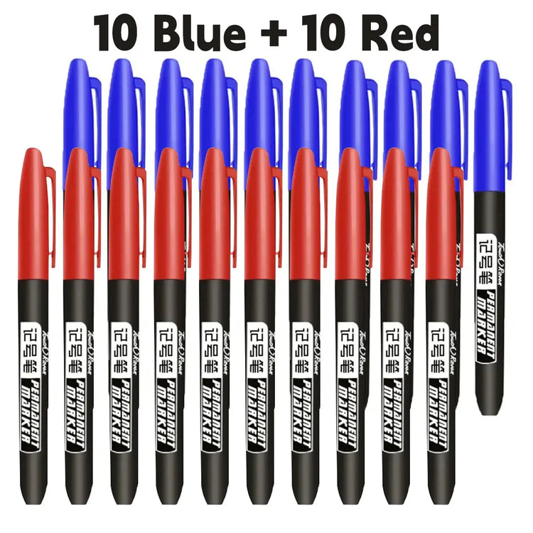 6 PCS Permanent Marker Pen Manga Drawing Markers Black Blue Red Waterproof Ink Sketch Pens Stationery Art School Supplies - HASHTAG