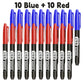 6 PCS Permanent Marker Pen Manga Drawing Markers Black Blue Red Waterproof Ink Sketch Pens Stationery Art School Supplies - HASHTAG
