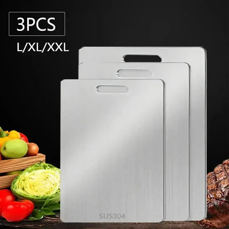 WXCOO Chopping Board Stainless Steel Double Sided Thickened Kneading Dough Board Kitchen Household Fruit Cutting Block HASHTAG
