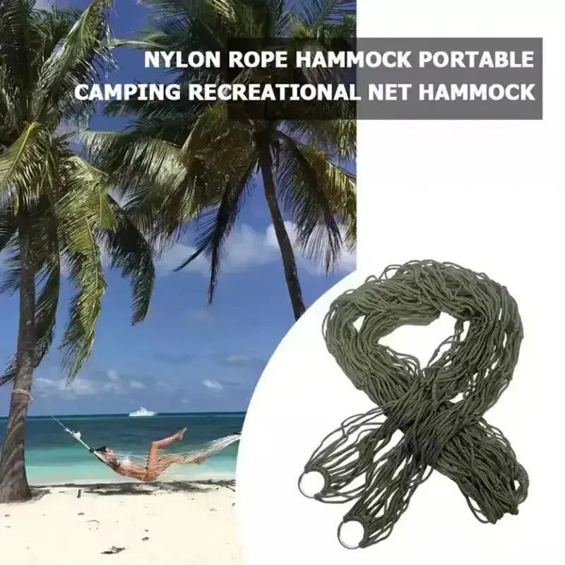 Portable Garden Outdoor Thickened Nylon Rope Hammock Indoor Mesh Hammock Portable Simple Hammock Swing Chair - My Hashtag Shop