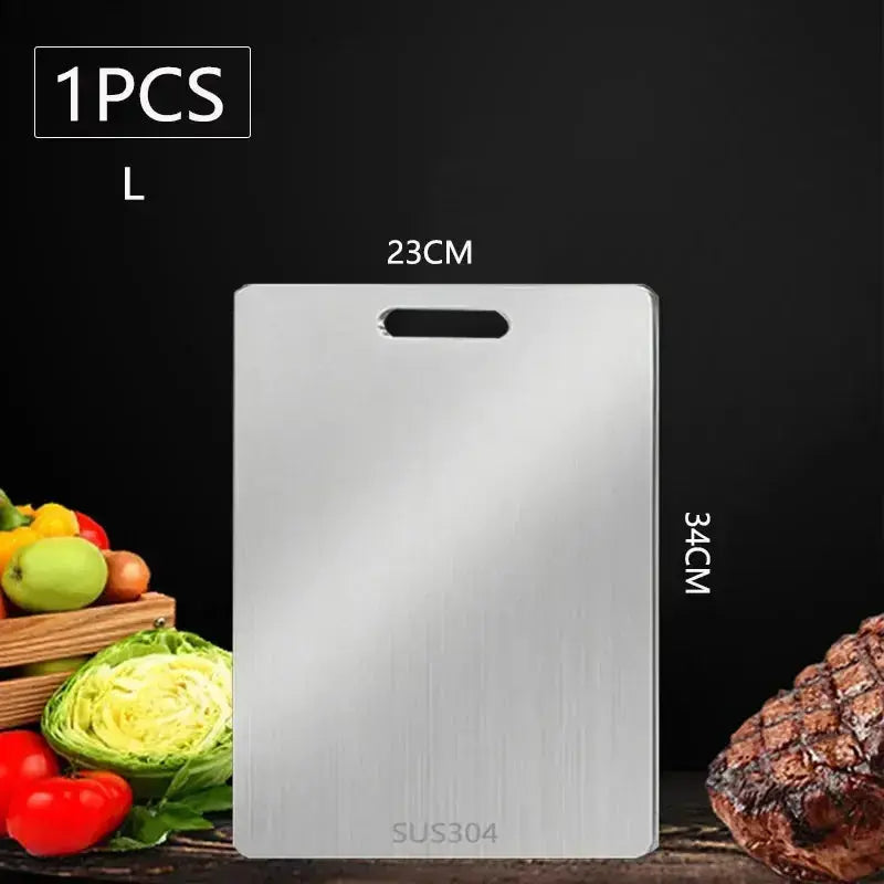 WXCOO Chopping Board Stainless Steel Double Sided Thickened Kneading Dough Board Kitchen Household Fruit Cutting Block HASHTAG