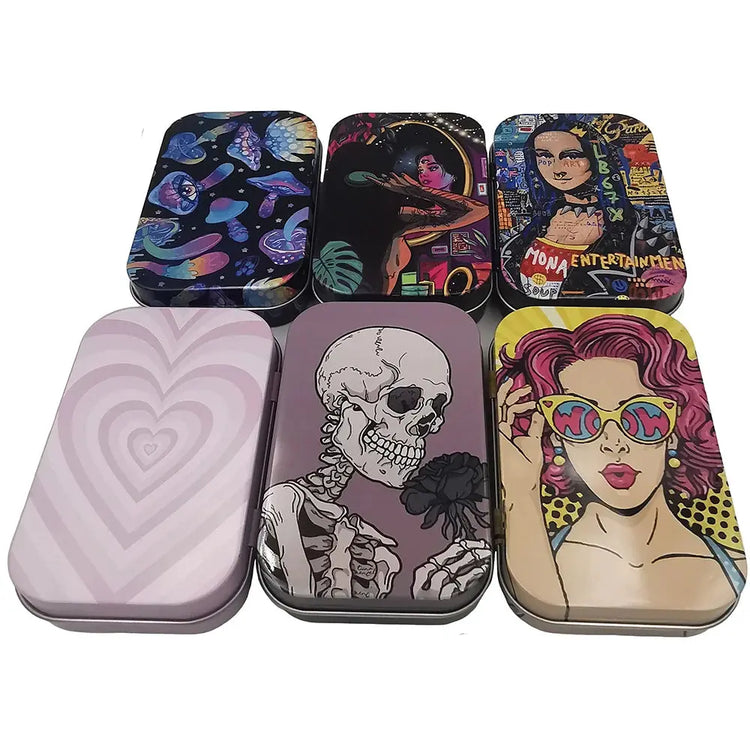 Flip Cap Cigarette Case Rectangle Container Tinplate Box Tobacco Storage Smoking Accessories Jewelry Candy Coin Key Organizer - HASHTAG