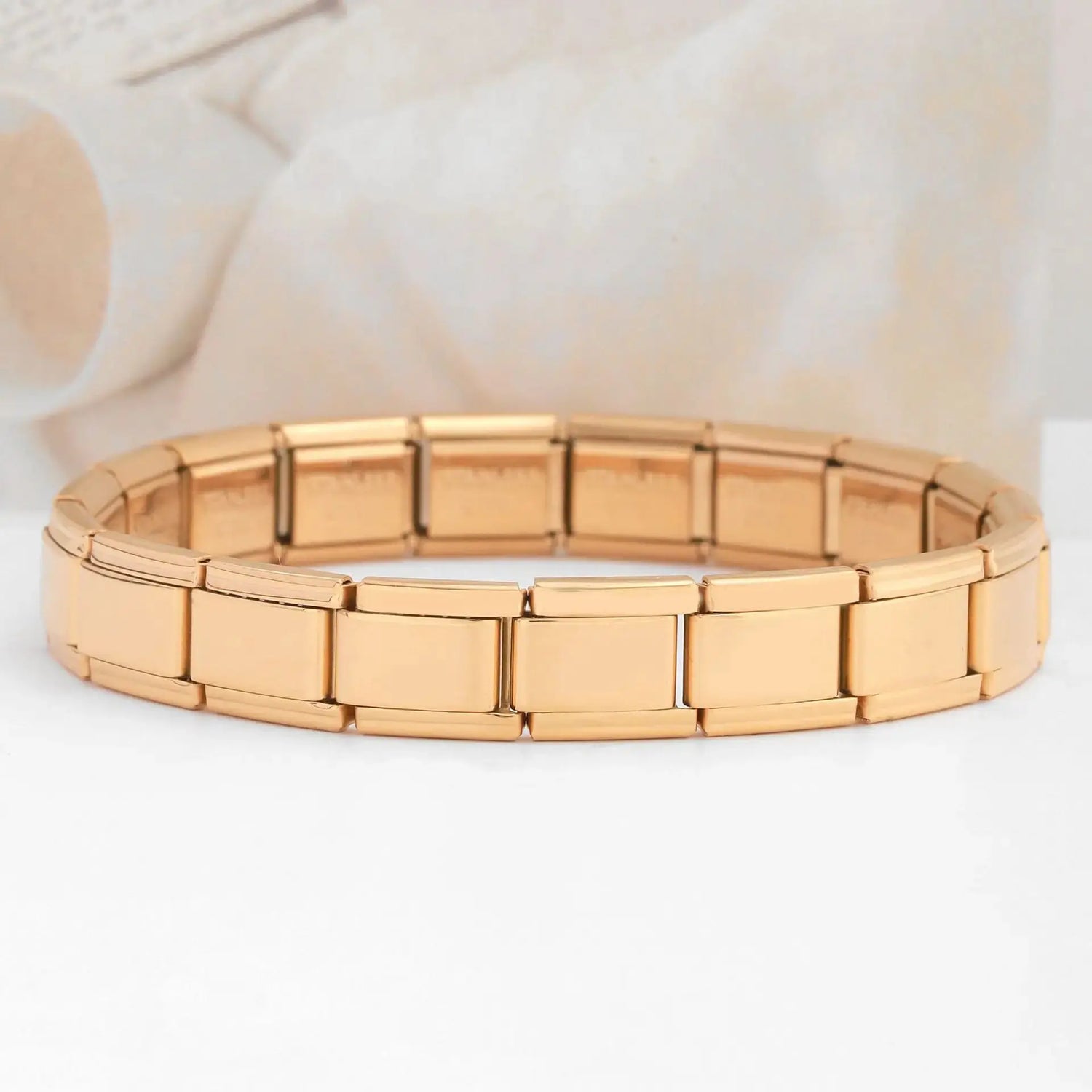 Trendy Square Italy Stainless Steel Bracelets For Women Men HipHop Metal Italian Modules Stretchable Gift Birthday Party Jewelry - My Hashtag Shop