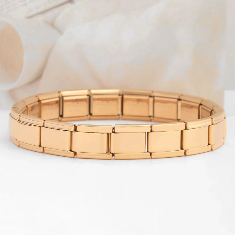 Trendy Square Italy Stainless Steel Bracelets For Women Men HipHop Metal Italian Modules Stretchable Gift Birthday Party Jewelry - My Hashtag Shop