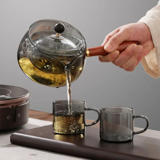 Semi-automatic Rotary Heat-resistant Glass Teapot Lazy Tea Making With Infuser And Wooden Handle Office Home Accessories Cucina Gadgets AliExpress
