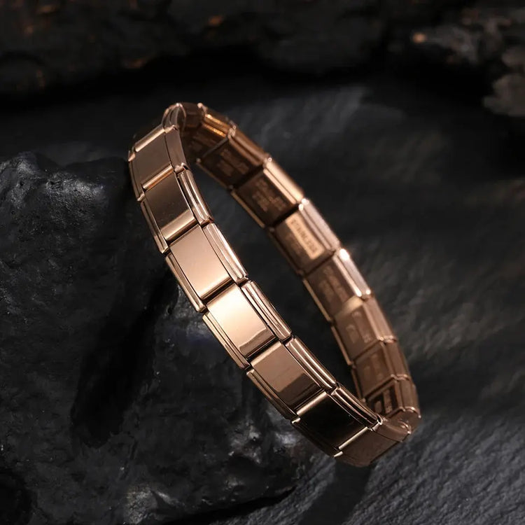 Trendy Square Italy Stainless Steel Bracelets For Women Men HipHop Metal Italian Modules Stretchable Gift Birthday Party Jewelry - My Hashtag Shop