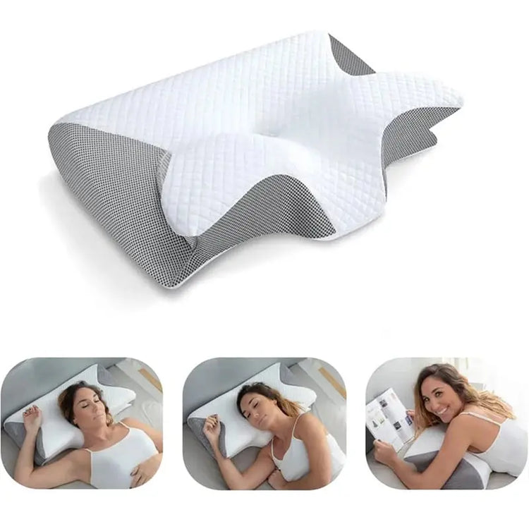 1pc Memory Foam Cervical Pillow, 2 in 1 Ergonomic Contour Orthopedic Pillow for Neck Pain, Contoured Support Pillows,Neck Pillow - HASHTAG