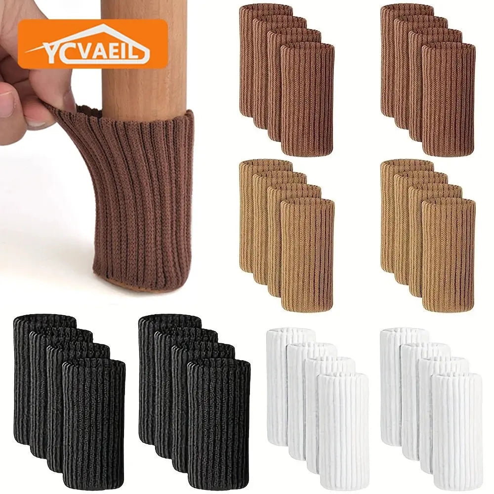 16Pz Chair Legs Socks Knitted Furniture Feet Floor Protectors Anti-slip Pads Silent Thicken Table Chair Leg Socks Covers HASHTAG