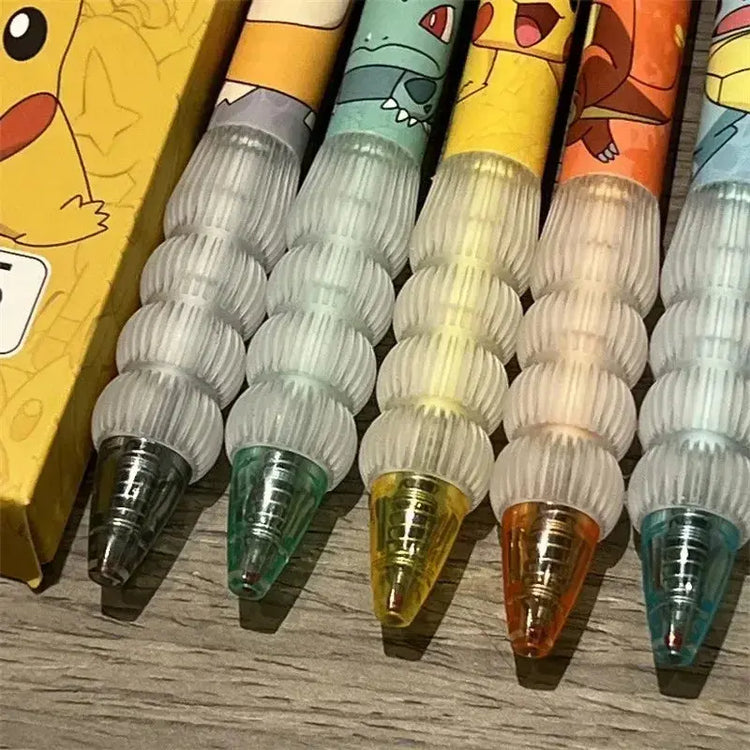 5pcs Pokemon Pikachu Gel Pen Cute Anime Cartoon Charmander Squirtle Press on Gel Pen Stationery School Supplies Holiday Gifts - HASHTAG