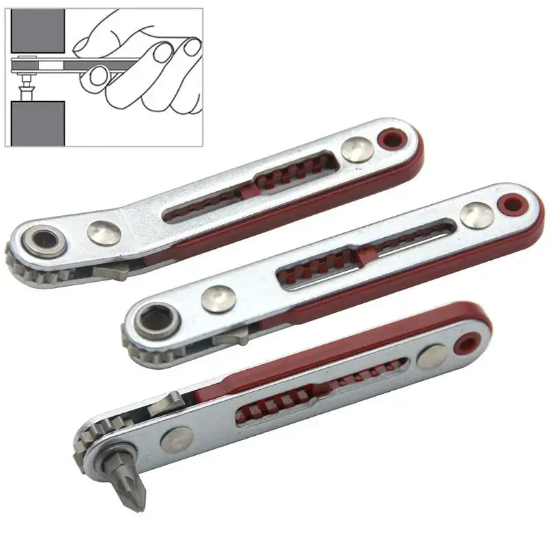 Multifunctional Bidirectional Forward and Reverse Ratchet Screwdriver Elbow Flat Head Wrench Cross Screwdriver Slotted Tool - HASHTAG