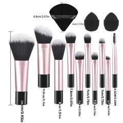 10 black mini Makeup brush Travel Portable Makeup Tool Makeup Puff - Palm Brush Professional Makeup tool set HASHTAG
