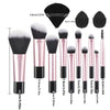 10 black mini Makeup brush Travel Portable Makeup Tool Makeup Puff - Palm Brush Professional Makeup tool set HASHTAG