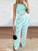 Casual Two-piece Pants Set, Crop Tank Top & Geo Print Pants Outfits, Women's Clothing HASHTAG
