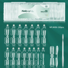 Nailpop 150 pcs Double Ended Nail Dual Forms Square Coffin Shape Extension 15 Sizes Professional Salon Quality Nail Art Tools HASHTAG