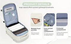 Large Capacity Travel Backpack, Multi-functional Business Trip Bag With Suitcase Sleeve, Nylon Computer Schoolbag Fits 14-inch Laptop HASHTAG