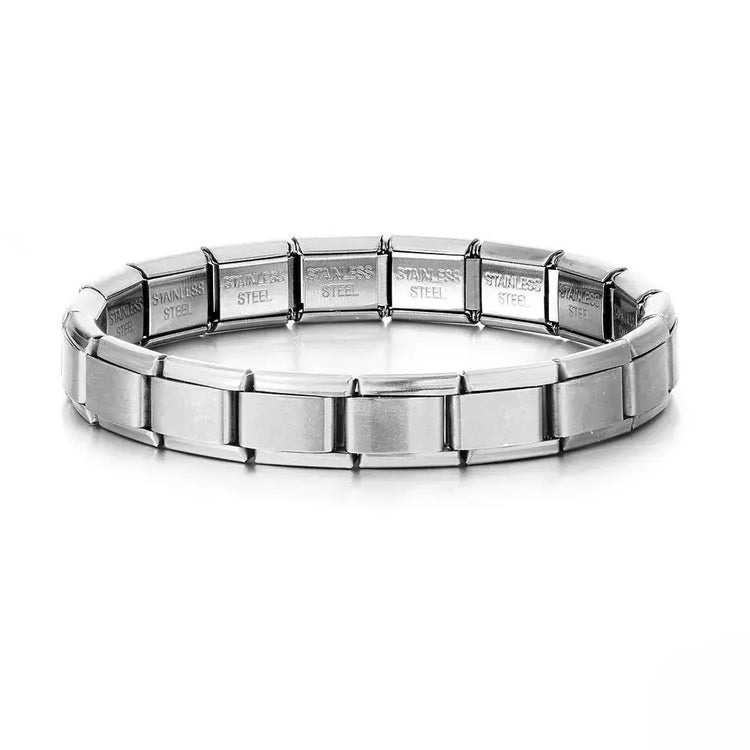 Trendy Square Italy Stainless Steel Bracelets For Women Men HipHop Metal Italian Modules Stretchable Gift Birthday Party Jewelry HASHTAG