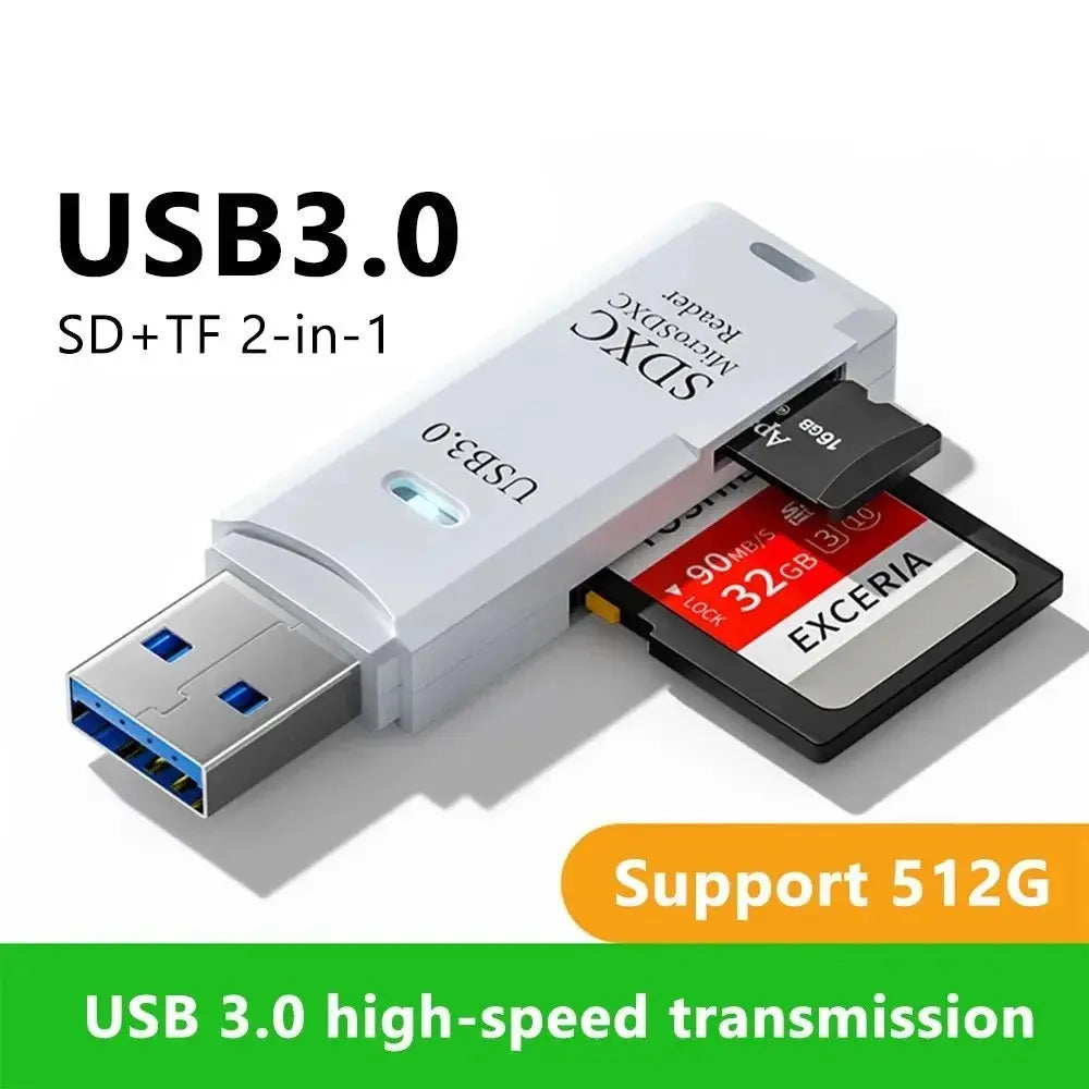 2 IN 1 USB 3.0 /USB 2.0 Card Reader SD TF Card Memory Card Reader High Speed Smart Card reader Adapter For PC Laptop Accessories - HASHTAG