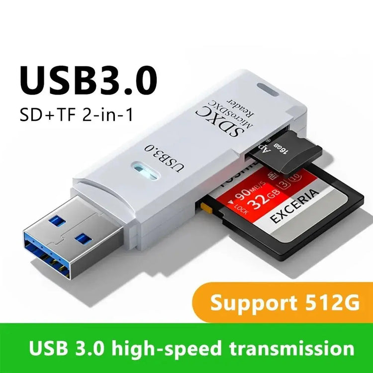 2 IN 1 USB 3.0 /USB 2.0 Card Reader SD TF Card Memory Card Reader High Speed Smart Card reader Adapter For PC Laptop Accessories - HASHTAG