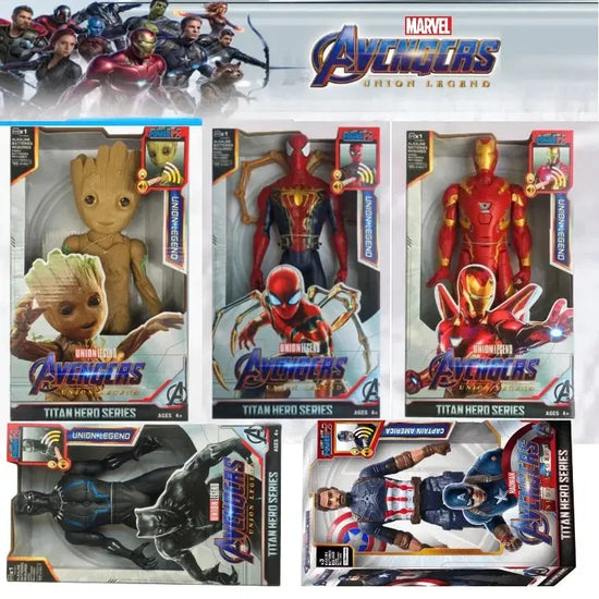 Marvel Avengers Action Figure SuperHero Spider-Man Iron Man Black Panther Captain America Groot Hulk Luminous Birthday Gifts toy - HASHTAG