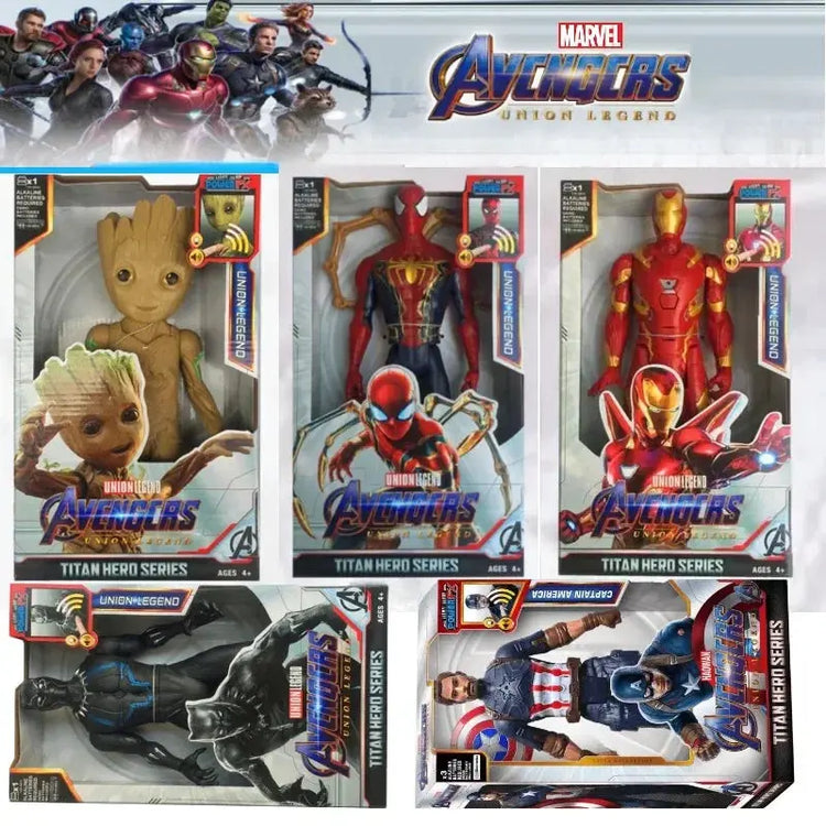 Marvel Avengers Action Figure SuperHero Spider-Man Iron Man Black Panther Captain America Groot Hulk Luminous Birthday Gifts toy - HASHTAG