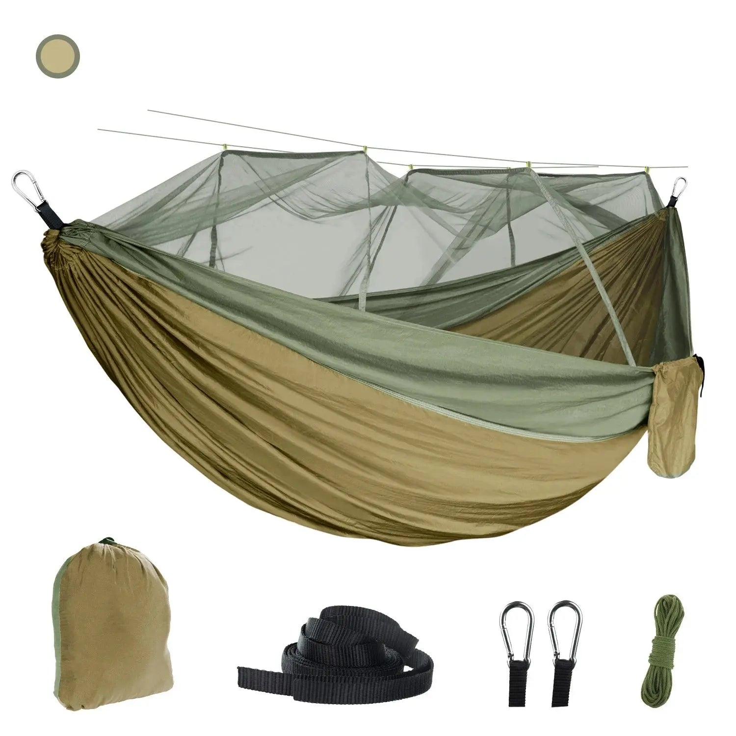 Outdoor Single Person Camping Hammock With Nylon Color Matching Hammock High Strength Parachute Fabric Portable Hanging Bed - HASHTAG