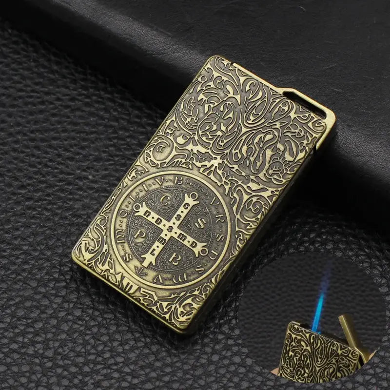 Constantine Relief Ultra Thin Retro Grinding Wheel Lighter Metal Jet Flame Inflatable Lighter Cigarette Accessories Men&