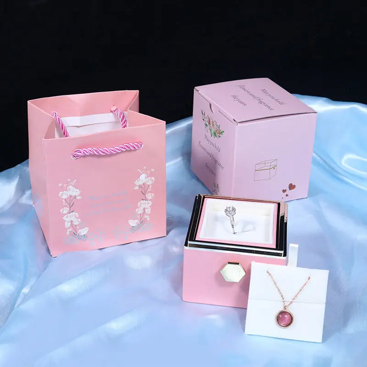 Rotating Soap Flower Rose Gift Box Creative Rotating Rose Jewelry Packaging Box Valentine&