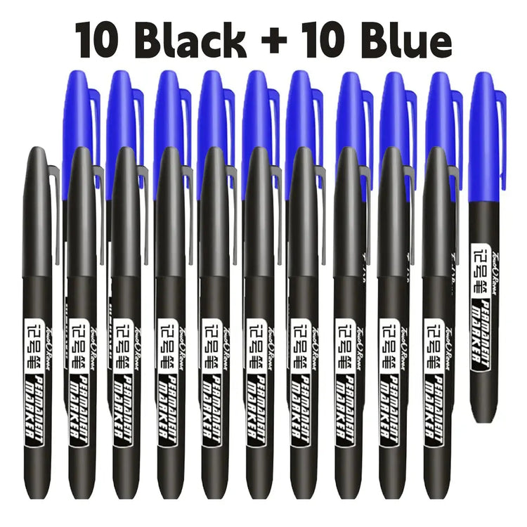 6 PCS Permanent Marker Pen Manga Drawing Markers Black Blue Red Waterproof Ink Sketch Pens Stationery Art School Supplies - HASHTAG