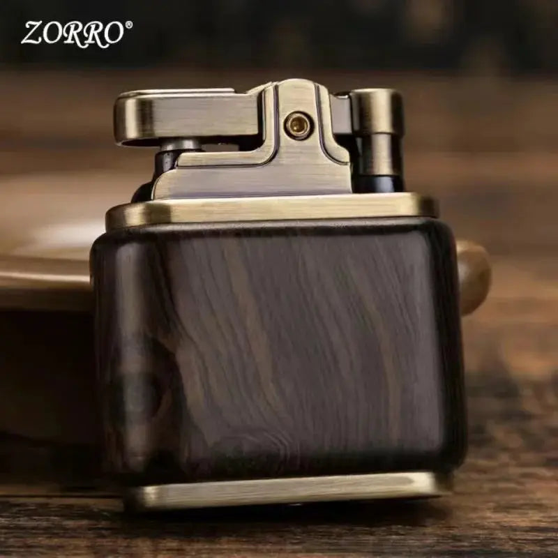 Zorro Pure Copper Kerosene Lighter. Handmade Wood Shell Press Ignition. Old Nostalgic Sandalwood Ebony Lighter Men Smoking Gift - HASHTAG