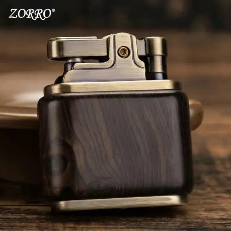 Zorro Pure Copper Kerosene Lighter. Handmade Wood Shell Press Ignition. Old Nostalgic Sandalwood Ebony Lighter Men Smoking Gift - HASHTAG